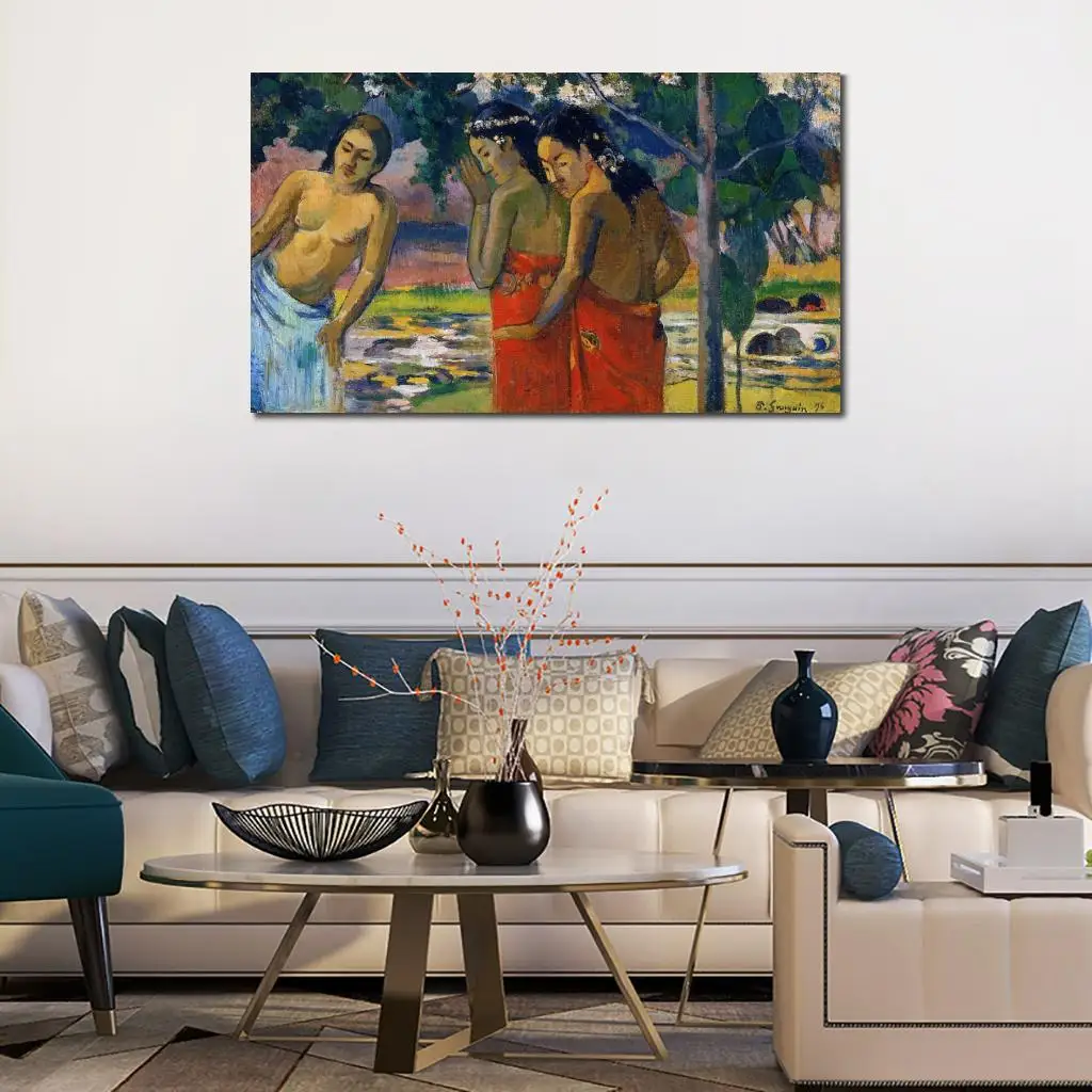 Картина на холсте три таитянские женщины пол гаугин картина маслом