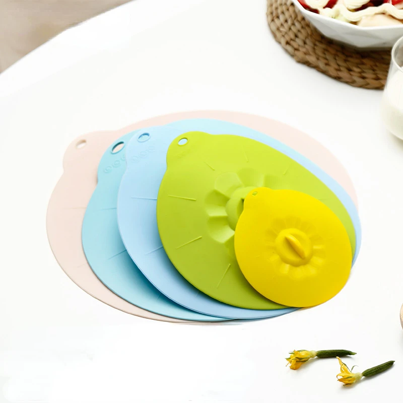 

5 Pcs Set Kitchen Silicone Lids Household Preservation Dust Microwave Lids Universal Pots and Bowls Round Sealing Lids