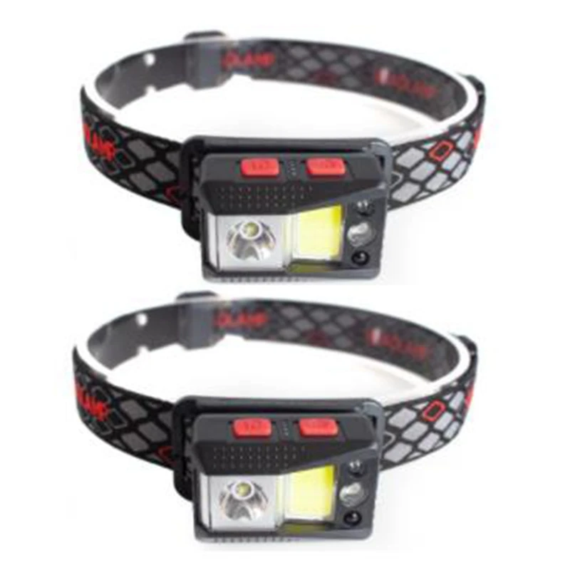 

2 Pcs Head Light Lamp Flashlight Rechargeable With 6 Modes Work Light Perfect For Camping Running Hiking Fishing More
