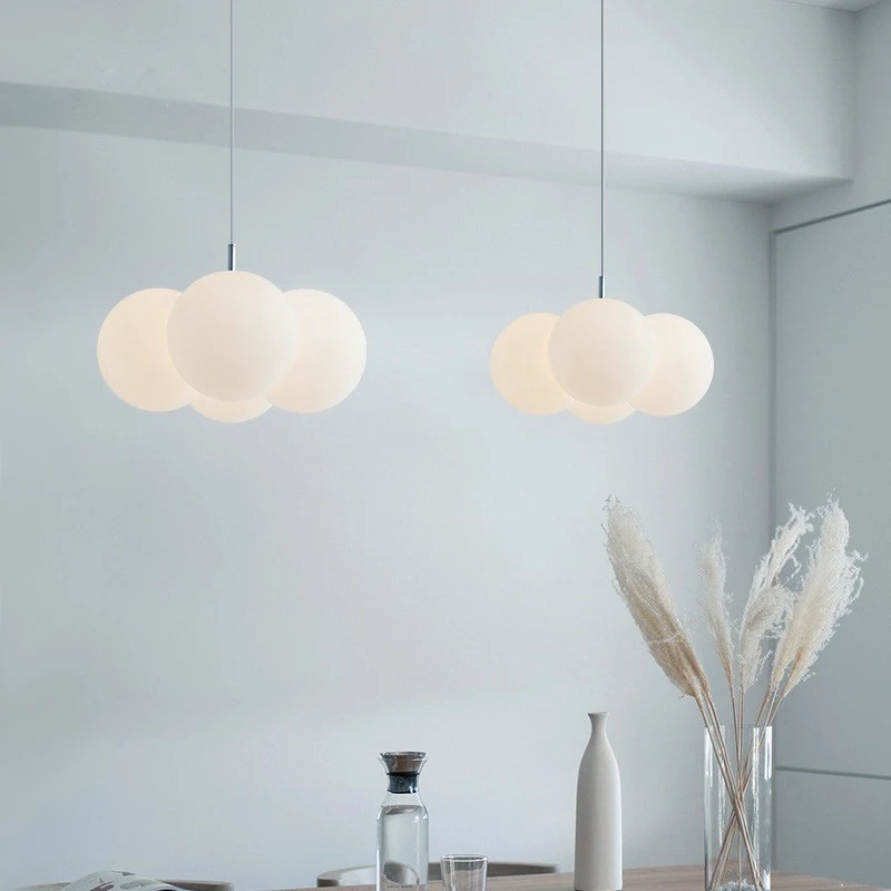 

Nordic Minimalist Modern Cream Style Room Lighting Warm Romantic Bedroom Restaurant Lighting Balloon Bubble Ball Chandelier
