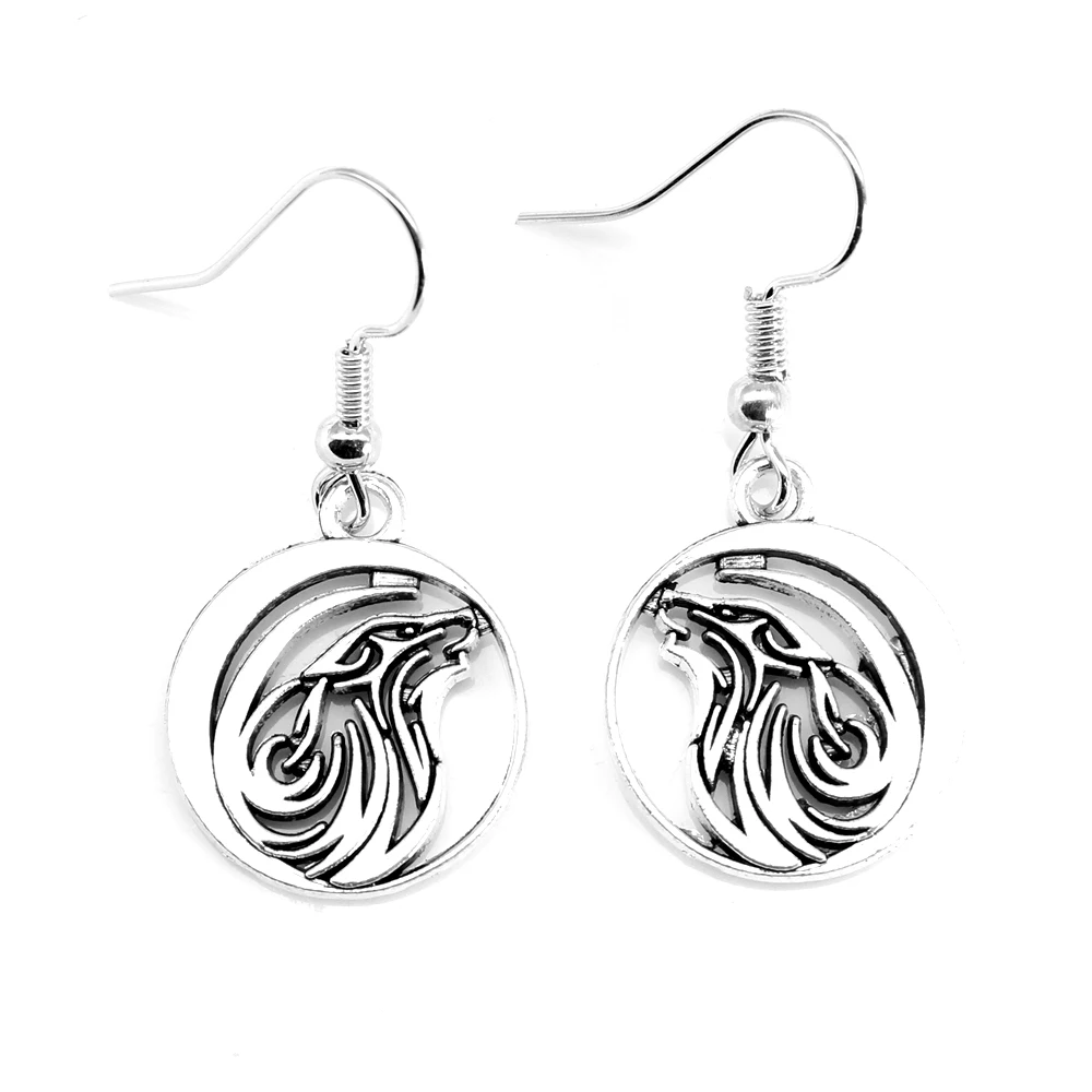 

1pair Antique Silver Color 18x21mm Wolf Head Earrings Handmade Jewerly Diy