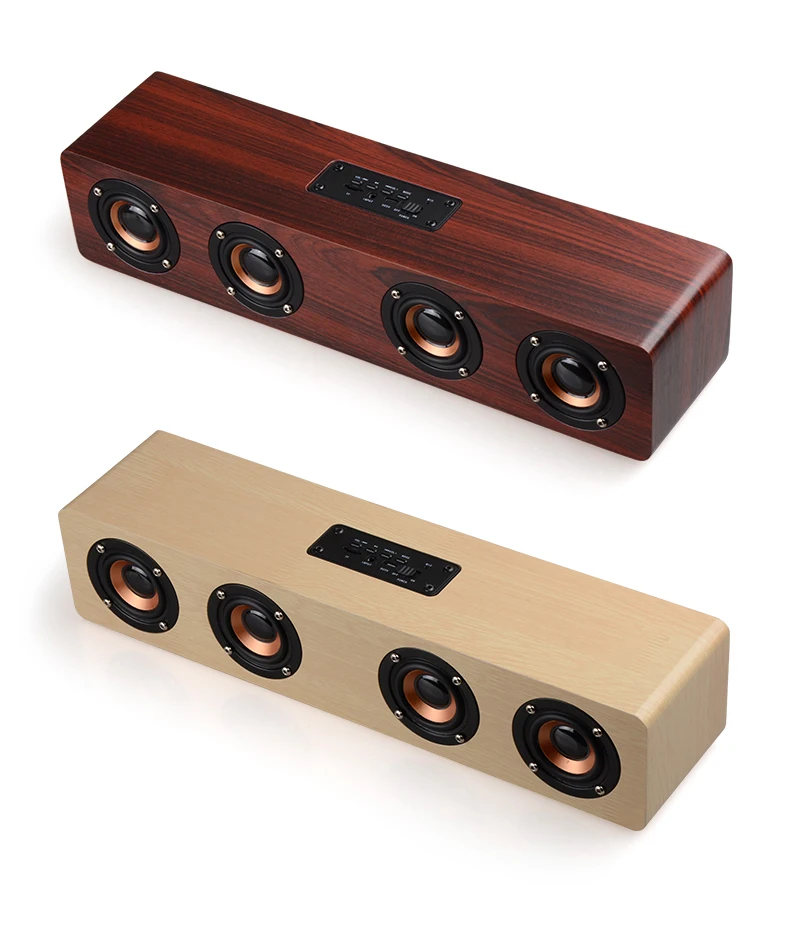 Wooden Computer Speakers Wireless Bluetooth 5.0 Speakers alarm clock 4 Speakers Sound Bar TV Echo Wall Home Theater Sound System enlarge