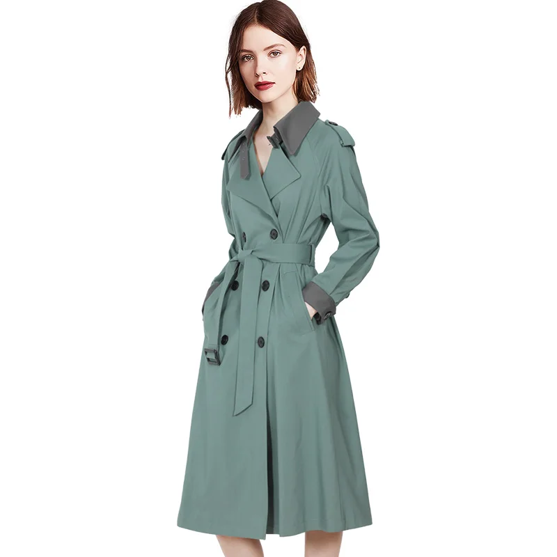 

Женский Тренч с поясом, длинный двубортный Тренч-ветровка в европейском и американском стиле, весна 2023, Z318