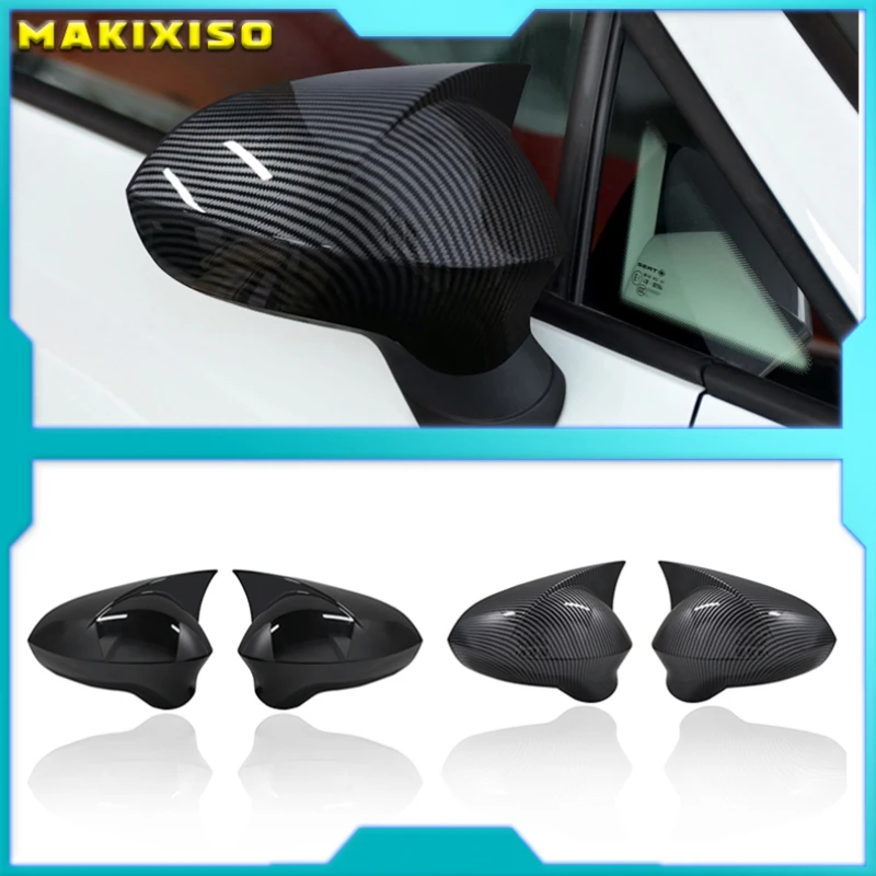 

For Seat Leon MK2 2009-2012 2 Pieces High Quality ABS Plastic Bat Style Mirror Covers Caps RearView Case Cover Piano Black