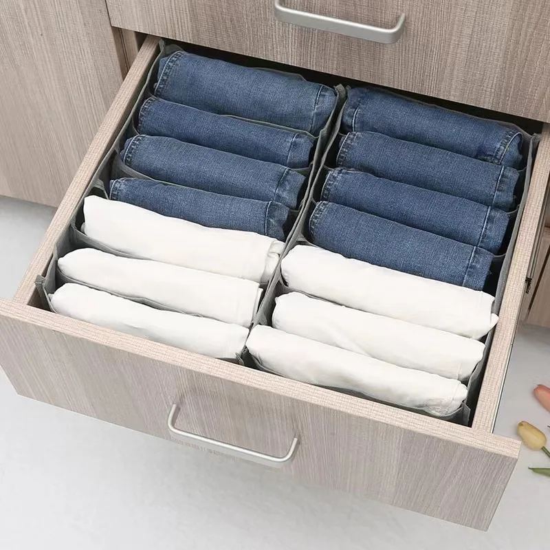 

Multifunctional Clothes And Pants Storage Organizer Box Home Wardrobe Drawer Multi-Layer Mesh Separator Storage Supplies