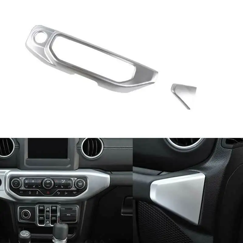 

Fit For Jeep Wrangler JL 2018-2021 Silver Central Console AC Switch Panel 2PCS