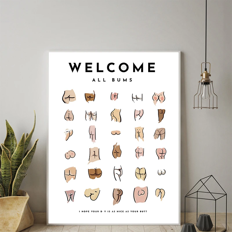 Сексуальные пуговицы коллаж забавная табличка для ванной комнаты холст принты и