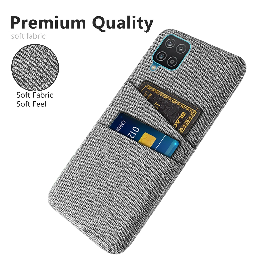 

For Samsung Galaxy A12 Case Cover Samsung A12 A125F A125 Luxury Dual Card Fabrics Texture Funda For Samsung A12 A 12 Coque