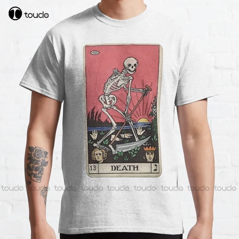 

New Death Tarot Death Halloween Spooky Vintage Skeleton Classic T-Shirt Grandma Shirt Cotton Tee Shirts Xs-5Xl Fashion Funny