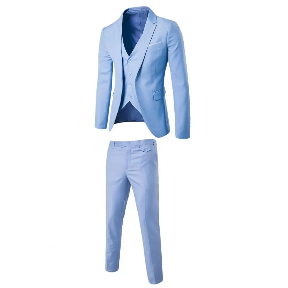 

1 Set Popular Pure Color Slim Fit Formal Suit Groom Suit Super Soft Slimming