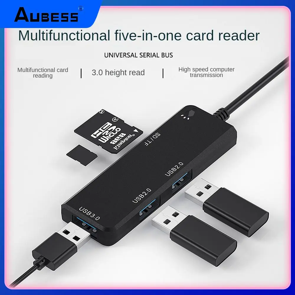 

Simple And Fashionable Elements Card Reader Expanding Sd/tf Card Slots With Multiple Ports Expansion Dock Quick Heat Dissipation