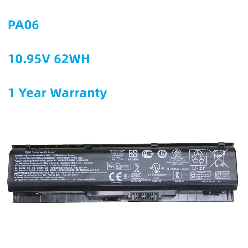 

10.95V 62WH PA06 Laptop Battery For HP Omen 17-w000 17-w200 17-ab000 17t-ab200 HSTNN-DB7K 849571-221 849571-241 849911-850