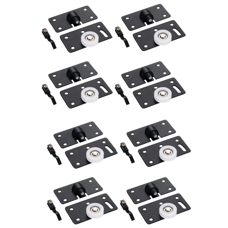 

8Pcs/Set Iron Wardrobe Door Wheel Cabinet Wheel Cabinet Sliding Door Roller Set Drawer Door Pulley 3.3X1.8X0.1Inch