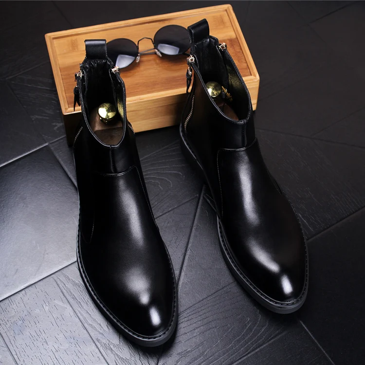 

Kaeve 2022 Autumn/Winter Men'S Chelsea Black Leather Short Boots Chaussure Homme Hiver Zipper High Quality Ankle Boots Men