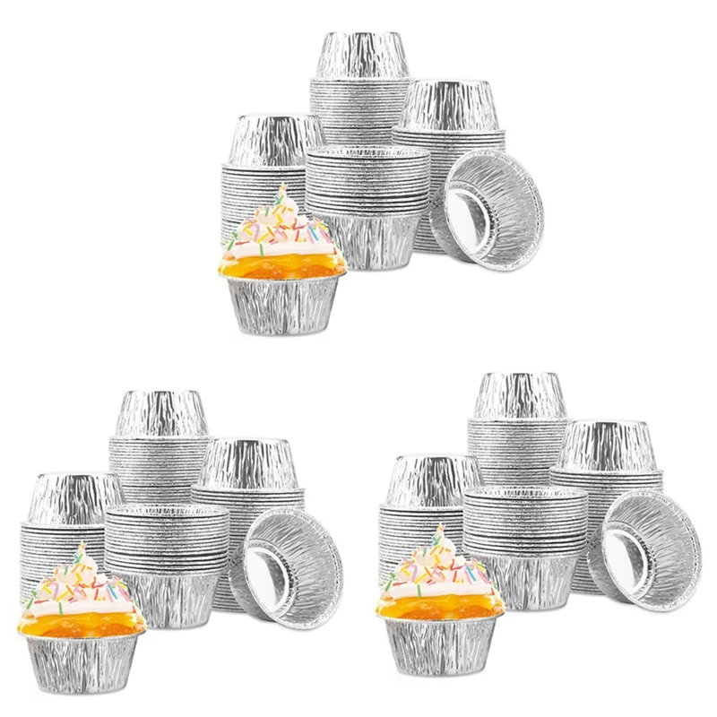 

450 Pcs Aluminum Foil Cupcake Cups Ramekin Muffin Baking Cups, Disposable Muffin Liners, Ramekin Holders Cups