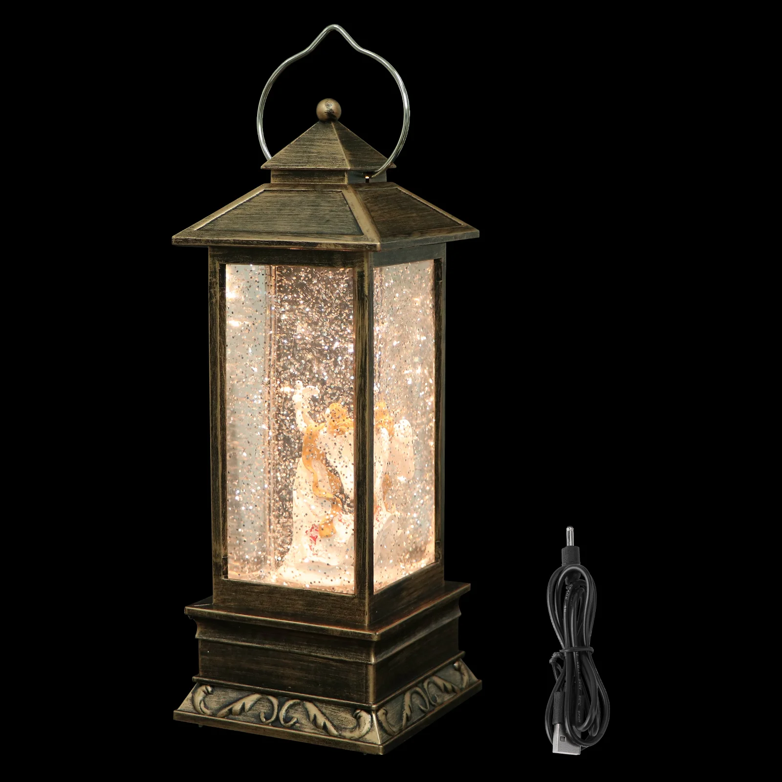 

1PC Decorative Lamp Trumpet Table Snowing Night Hanging Lamp Christmas Lantern for Courtyard Garden