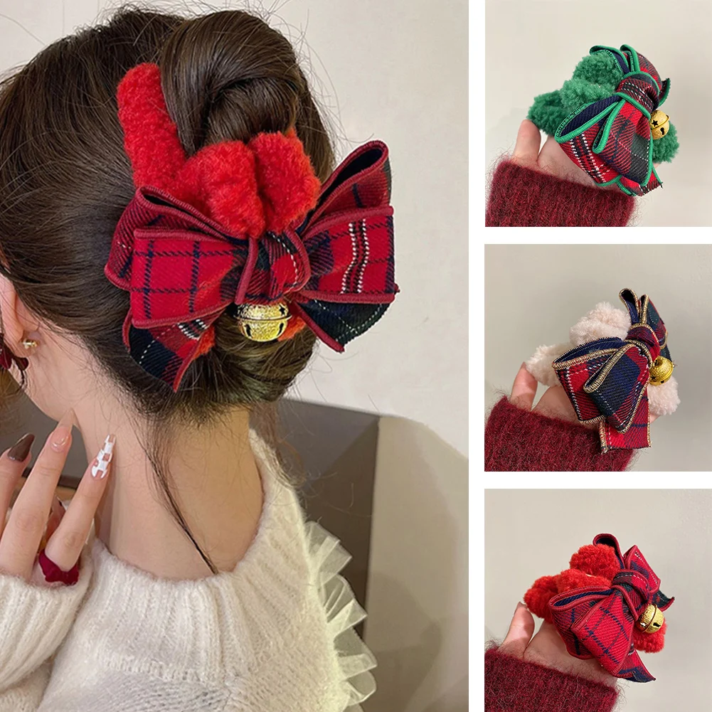 

New Christmas Bell Bow Hair Claw Women Cute Plush Hair Clip Hairpin Ponytail Holder Fashion Headwear Hair Accessories