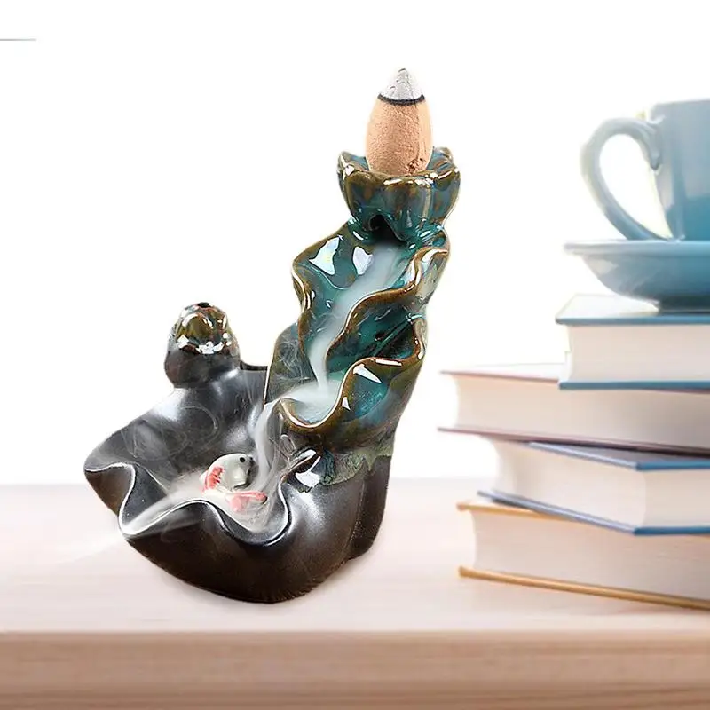

Backflow Incense Burner Ceramic Incense Fountain Burner Holder Backflow Incense Stand Aromatherapy Ornament For Home Office Yoga