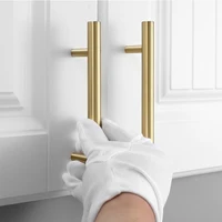 Cabinet Handle Drawer Brass Handle 2Pcs Gold Brushed 76 Holes Distance Wardrobe Furniture Door Handle Hardware Accessories