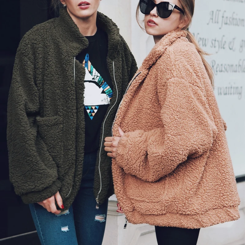 2023 Autumn and Winter New Fashion Ladies Faux Fur Coat Loose Plush Warm Zipper Casual Commuter Coat