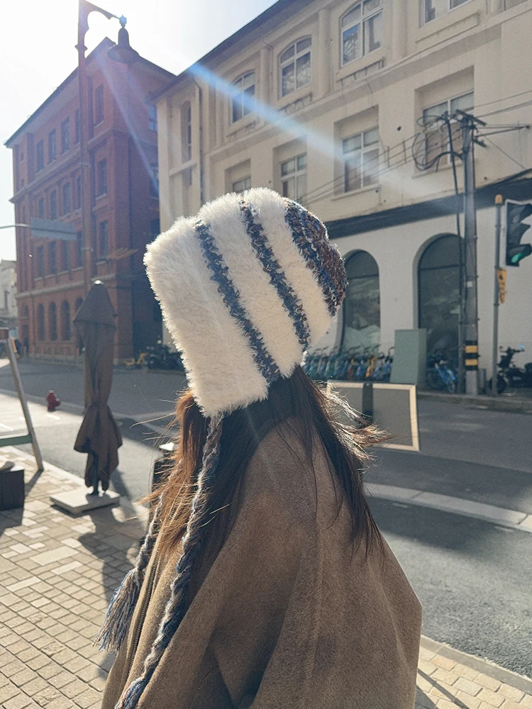 24 Новинка ~ плюшевая рыбацкая шапка на шнуровке женская осенне-зимняя уменьшит