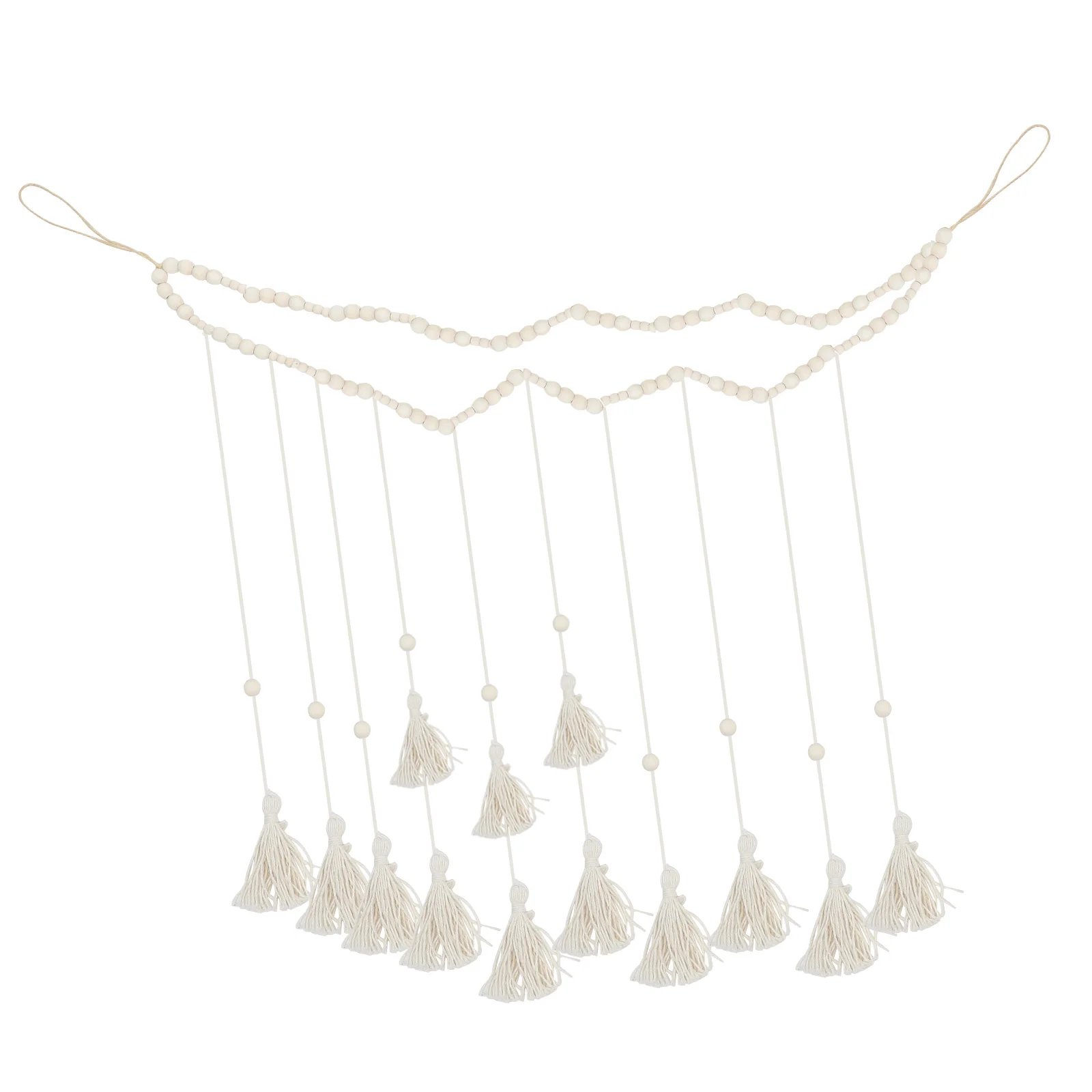 

1 Set of Hanging Photo Display Wood Beads Garlands with Tassel Decor Boho Style Collage Photo Hanger