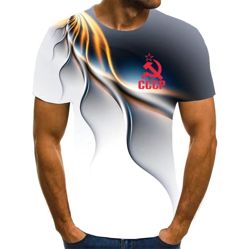 

New Men's T-shirt Summer Cccp Russia T-shirt Male Soviet Union Soviet Men's Short Sleeve T-shirt Moscow Men Tees