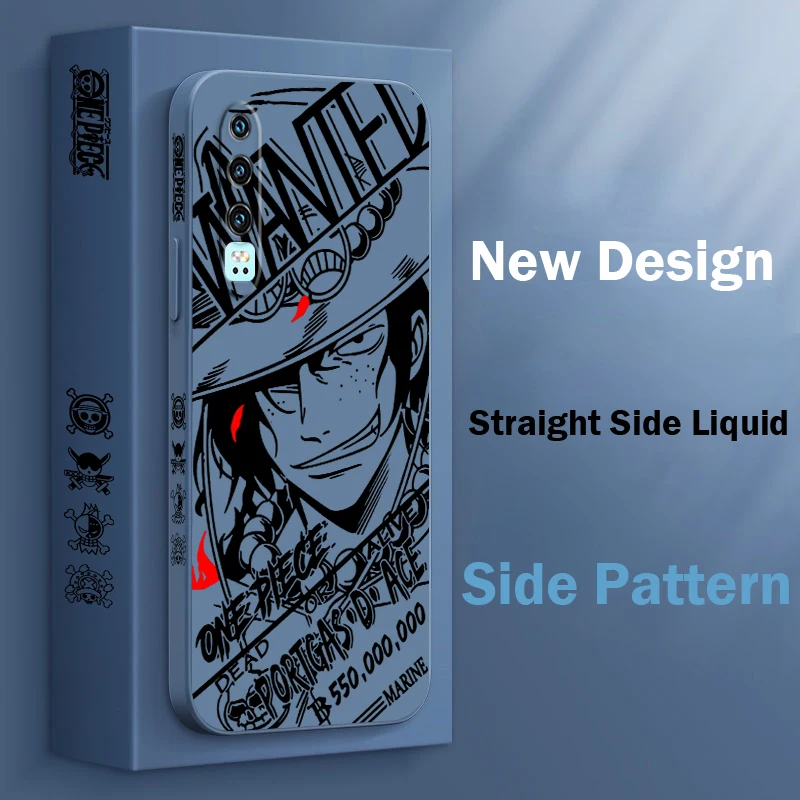 

Anime O-Ones Pieces Dark Huawei Phone Case For Y9S Y9A Y9 Nova Y70 9 8 P50 P40 P30 P20 Pro Lite E 5G Liquid Left Rope