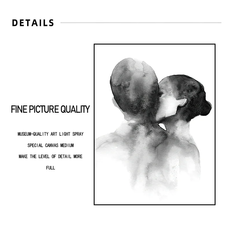 Черно-белая абстрактная поцелуи для пар постеры и принты Геометрическая Картина