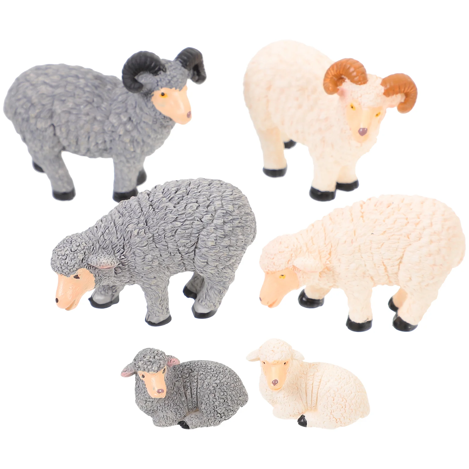 

6 Pcs Home Decor Sheep Statues Small Goat Resin Tabletop Animal Figurine Decorations Office Miniature