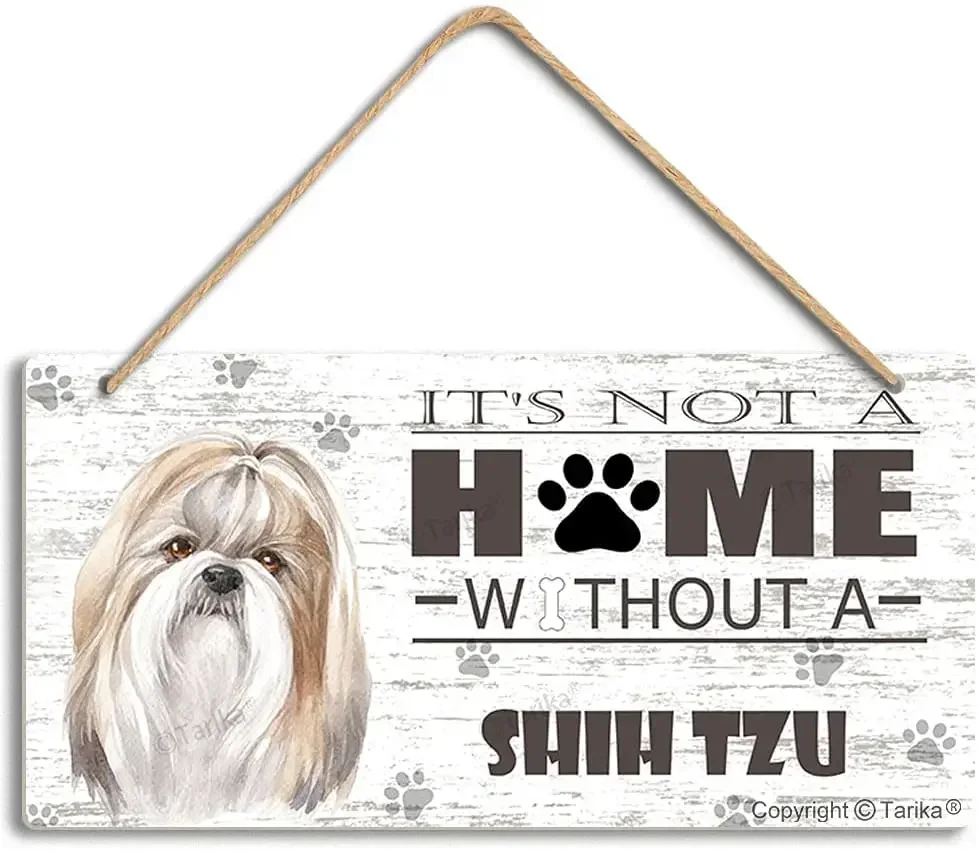 

Without Shih Tzu RetroWooden Public Decorative Hanging Sign for Home Door Fence Vintage Wall Plaques