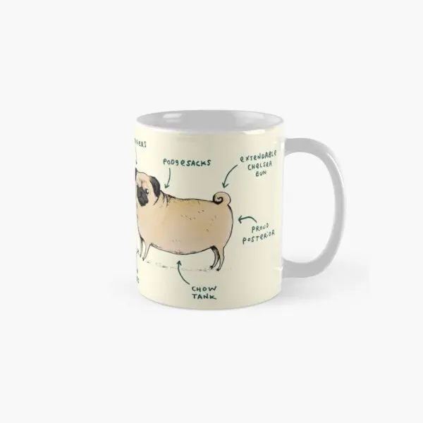 Anatomy Of A Pug Classic  Mug Cup Image Handle Round Coffee Printed Picture Design Simple Gifts Drinkware Tea Photo