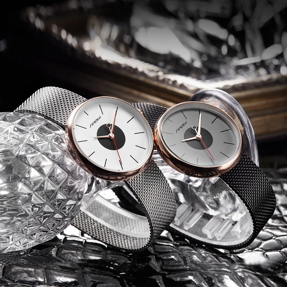 

Watches SINOBI Brand Top Women Luxury Ultrathin Casual Sliver Quartz Wristwatches Creative Mesh Strap Watch Montre Femme Relojes