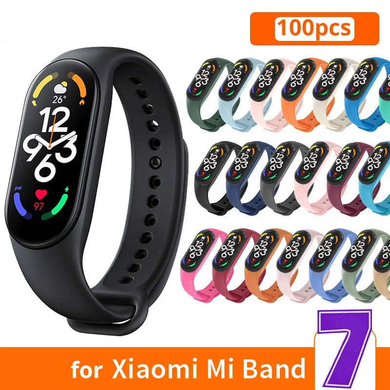 

Ремешок для Xiaomi Mi Band 7, мягкий силиконовый браслет для Mi Band 7, 100 шт.