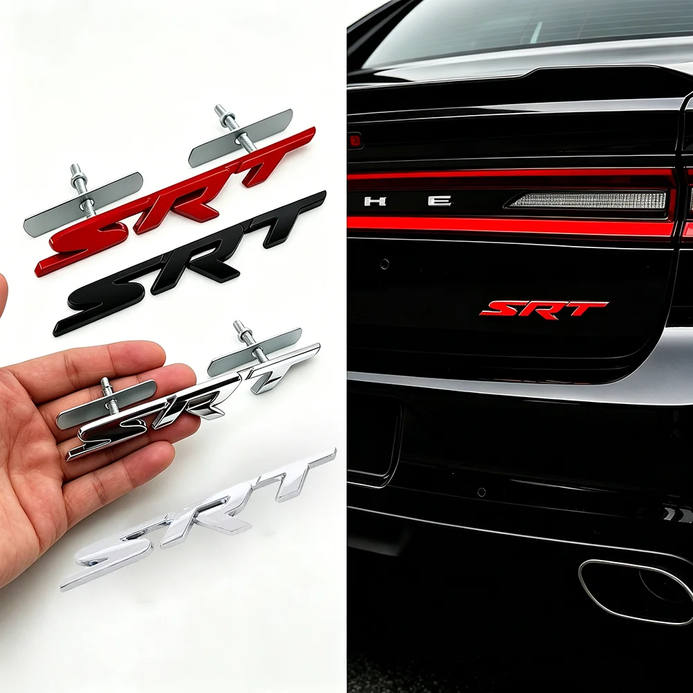 Фото Эмблема SRT 3D для передней решетки автомобиля, наклейка на задний багажник для Dodge Challenger Charger Durango SRT Hellcat, внешнее украшение №1