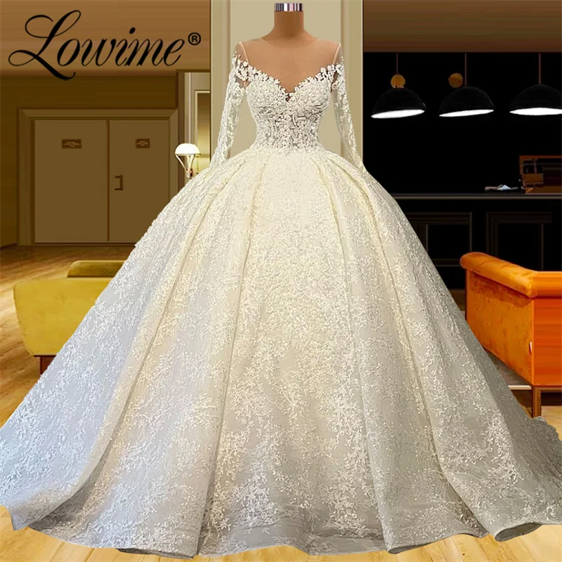 

Princess Muslim Long Sleeves Wedding Gown For Bride 2022 Couture Middle East Dubai Wedding Dresses Brial Gowns Vestido Novia