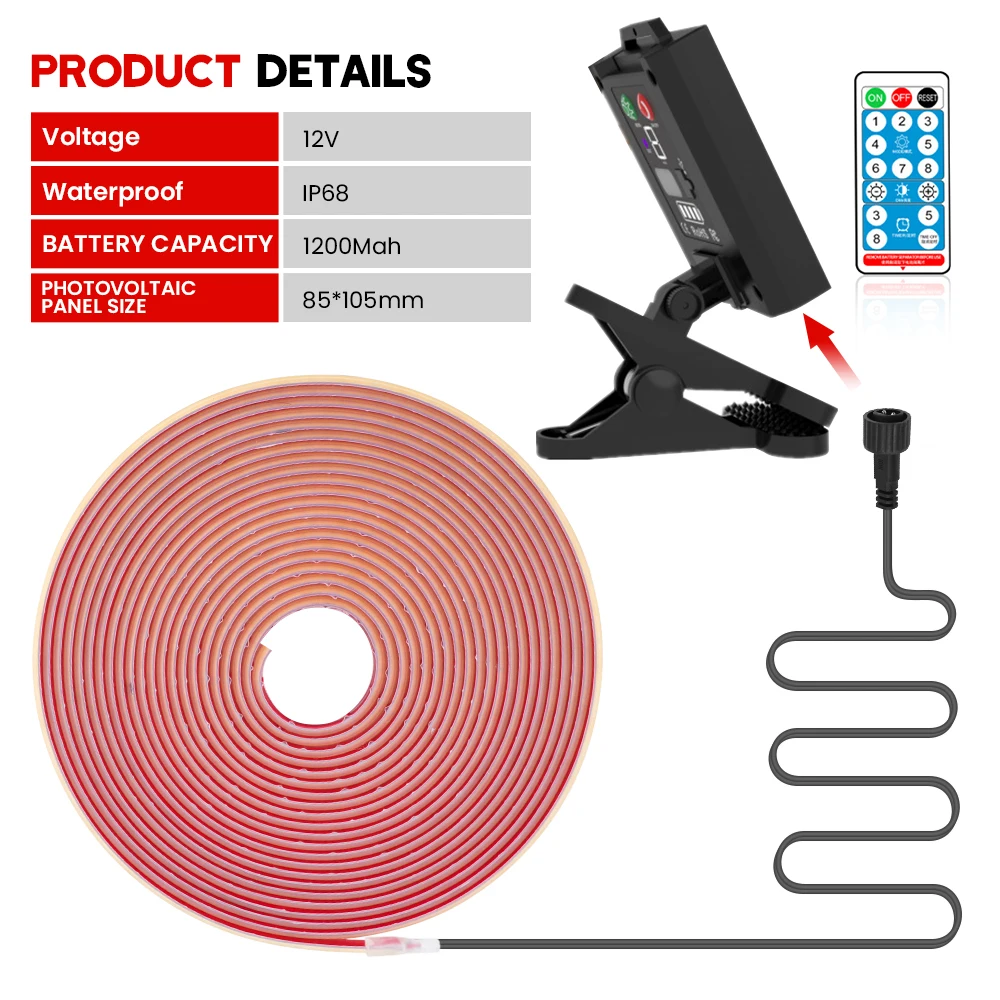 Солнечная светодиодная лента XUNATA IP68 12В 320LED/м