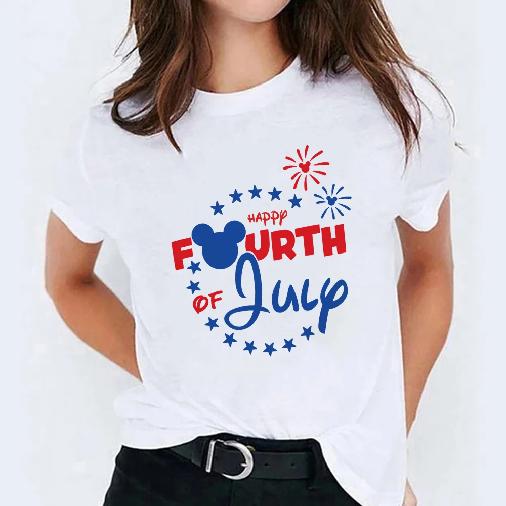 

Four Seasons Wear Disney "Mickey Mouse And Donald Duck" Fireworks Character Projection Print High-quality Kawaii Women's T-shirt