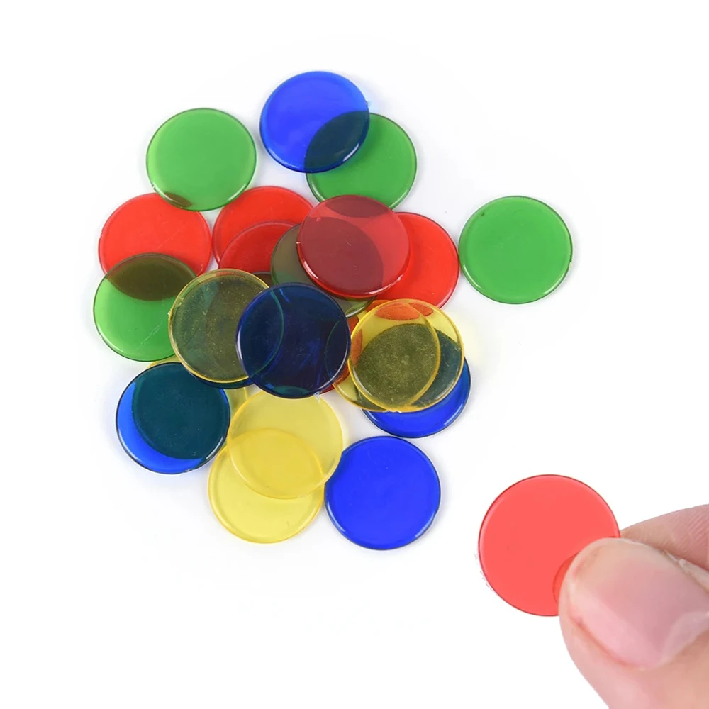 

Пластиковые прозрачные монеты для игр в бинго, многоцветные диски, математические игрушки, чип для бинго, Обучающие Развивающие игрушки Монтессори