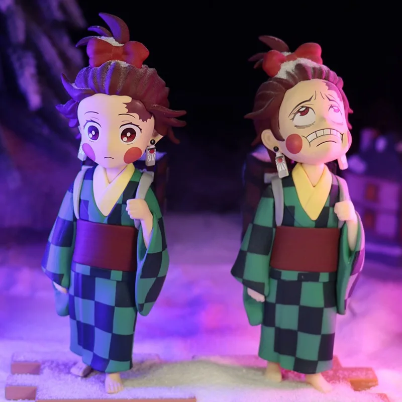 

Demon Slayer Kimetsu No Yaiba Anime Figure Action Season 2 Kimono Tanjirou Zenitsu Replaceable Head 13CM PVC Figma Children Toy