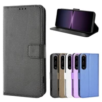 for sony xperia 1 iv luxury flip diamond pattern skin pu leather wallet cover for sony xperia 1 iv phone case with hand strap