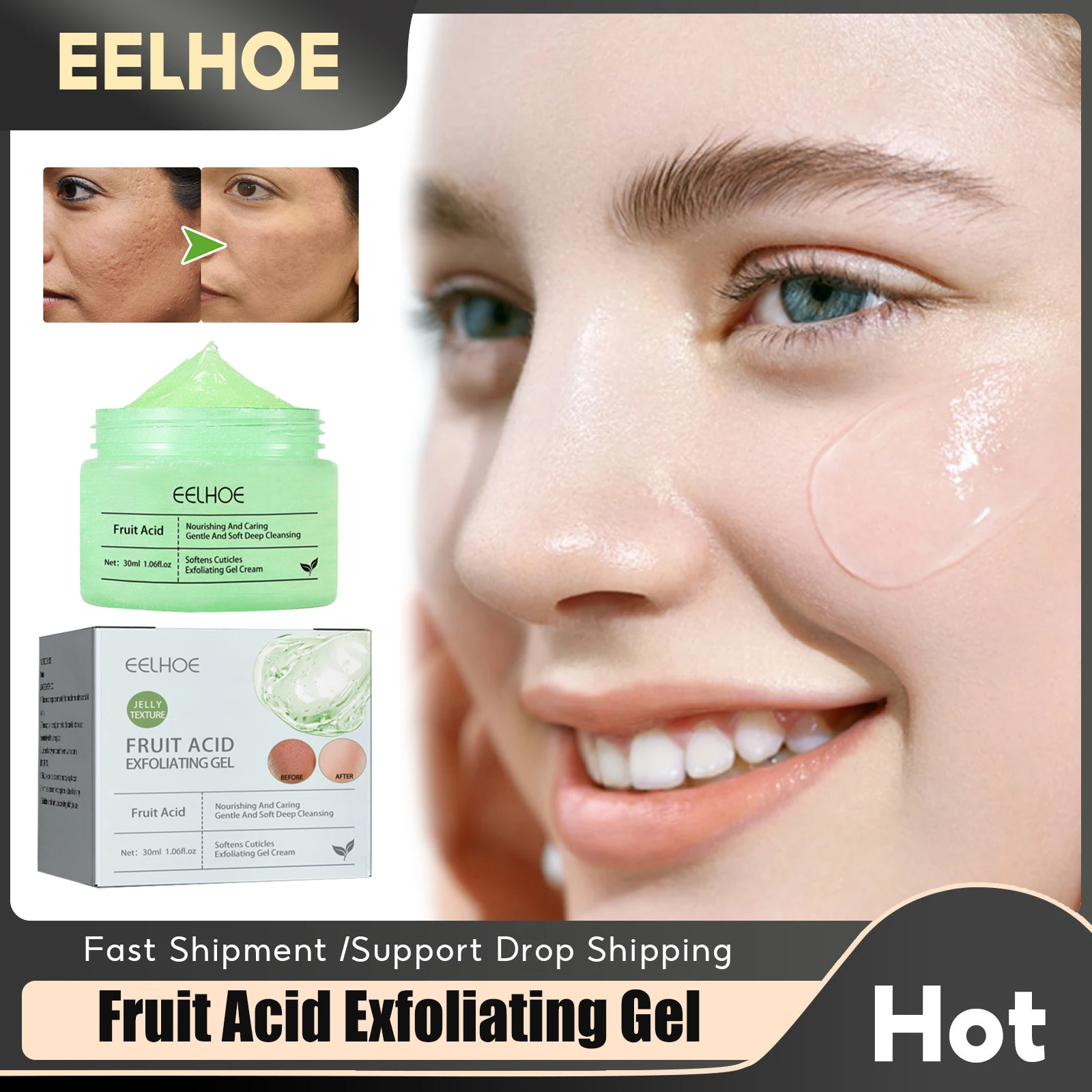 

Eelhoe Facial Exfoliating Gel Whitening Shrink Pore Removal Acne Deep Cleaning Blackhead Treatment Scrub Cream Nourish Skin Care