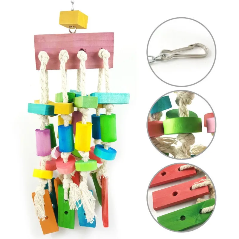 

Bird Parrot Toys Bird Swing Toys With Colorful Wood Beads Bananas And Apples Bunches For Budgie Lovebirds Conures Birds Toys