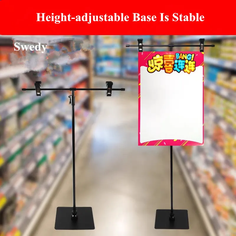 

Adjustable Stainless Steel Store Counter Sign Holder Display Stand Promotion Table Banner Advertising Poster POP Clip Stand