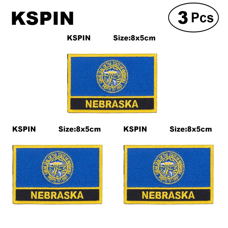 

U.S.A Nebraska Rectangular Shape Flag patches embroidered flag patches national flag patches for clothing DIY Decoration