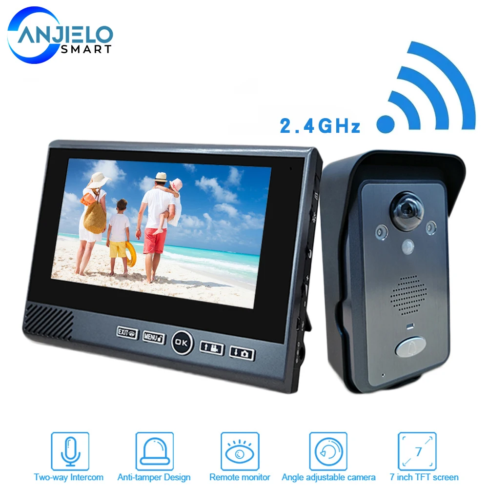 2.4GHz Wireless Video Doorbell Night Camera Wireless Video Door Intercom Long Standby Visual Intercom Security System for Home