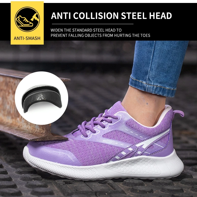 Latest 2023 Women's Shoes Indestructible Steel Toe Cap Safety Work Shoes Sneakers Lightweight Anti Smashing Female Footwear