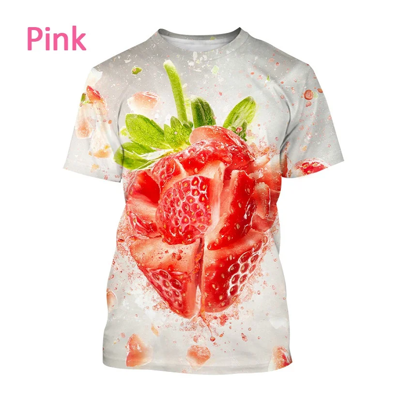 

Funny Fruit 3D Printing Men's Casual Fashion T-shirt Watermelon Strawberry Casual Summer Short Sleeve Hip Hop Shirt Comfortable