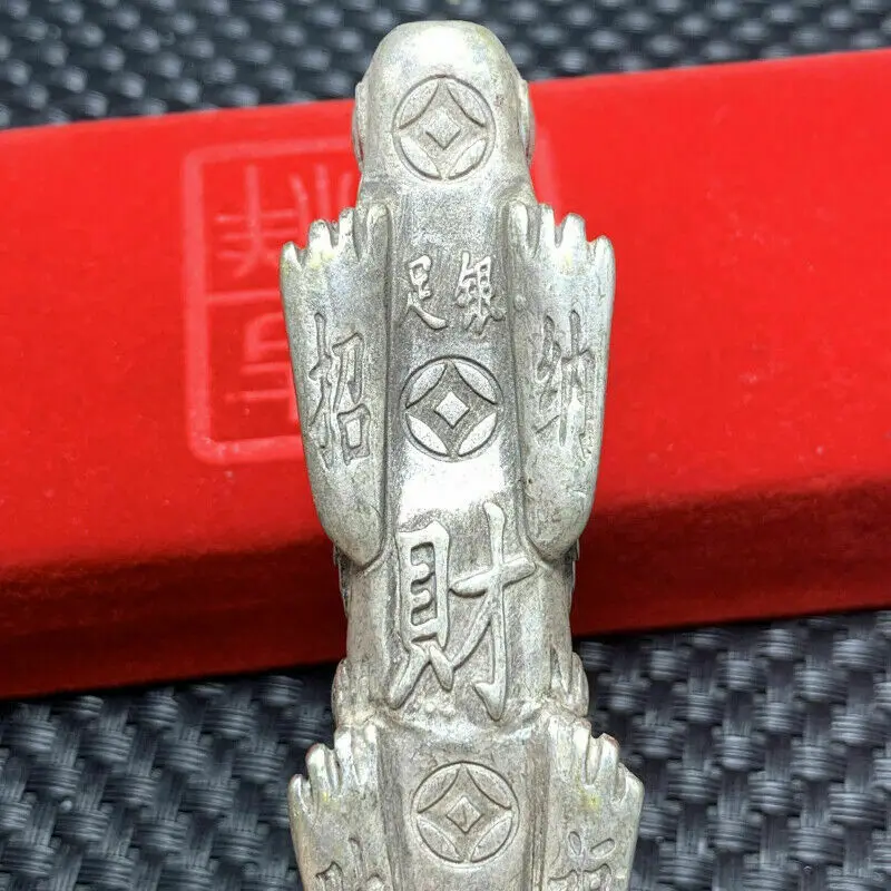 Тибетская Серебряная курительная табачная статуя с головой дракона ручной