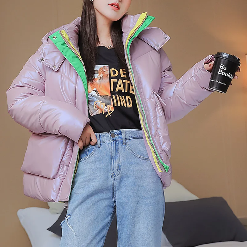 Блестящие хлопковые утепленные куртки